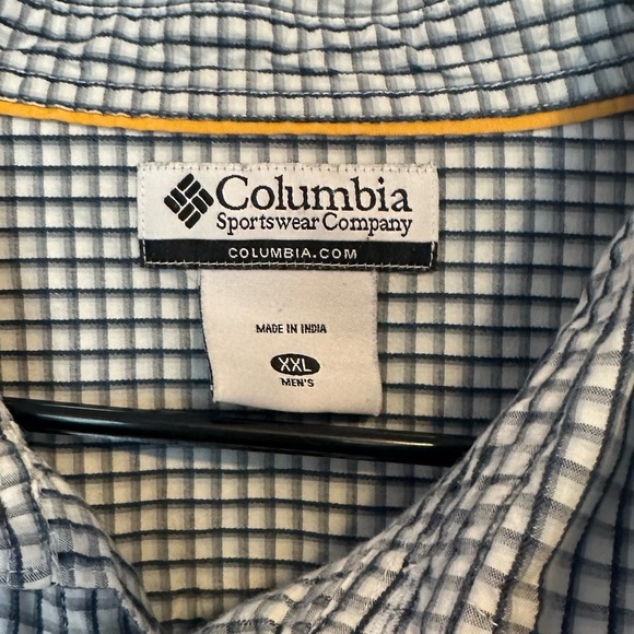 Columbia Men’s Long-Sleeve Button-Down Plaid Shirt Size XXL White/Green-Blue - Picture 4 of 8